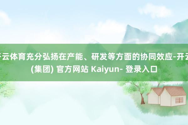 开云体育充分弘扬在产能、研发等方面的协同效应-开云 (集团) 官方网站 Kaiyun- 登录入口