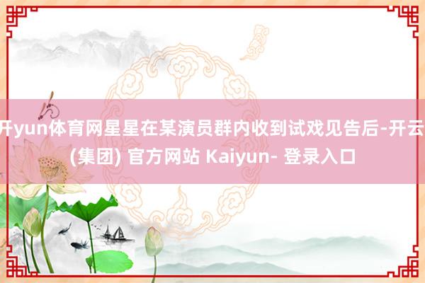 开yun体育网星星在某演员群内收到试戏见告后-开云 (集团) 官方网站 Kaiyun- 登录入口