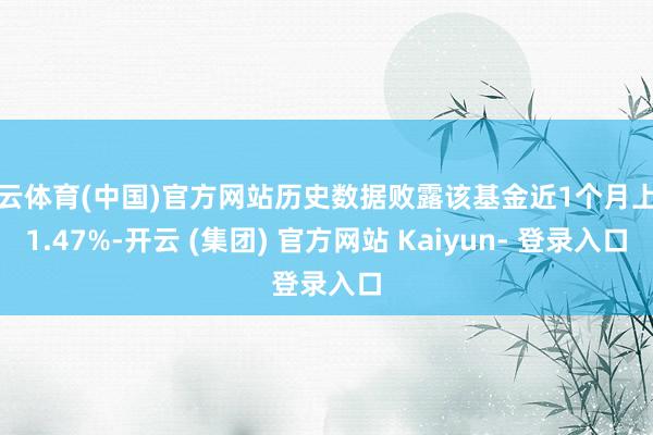 开云体育(中国)官方网站历史数据败露该基金近1个月上升1.47%-开云 (集团) 官方网站 Kaiyun- 登录入口